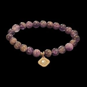 ✨Amethyst Bracelet with Diamond-Shaped Charm✨